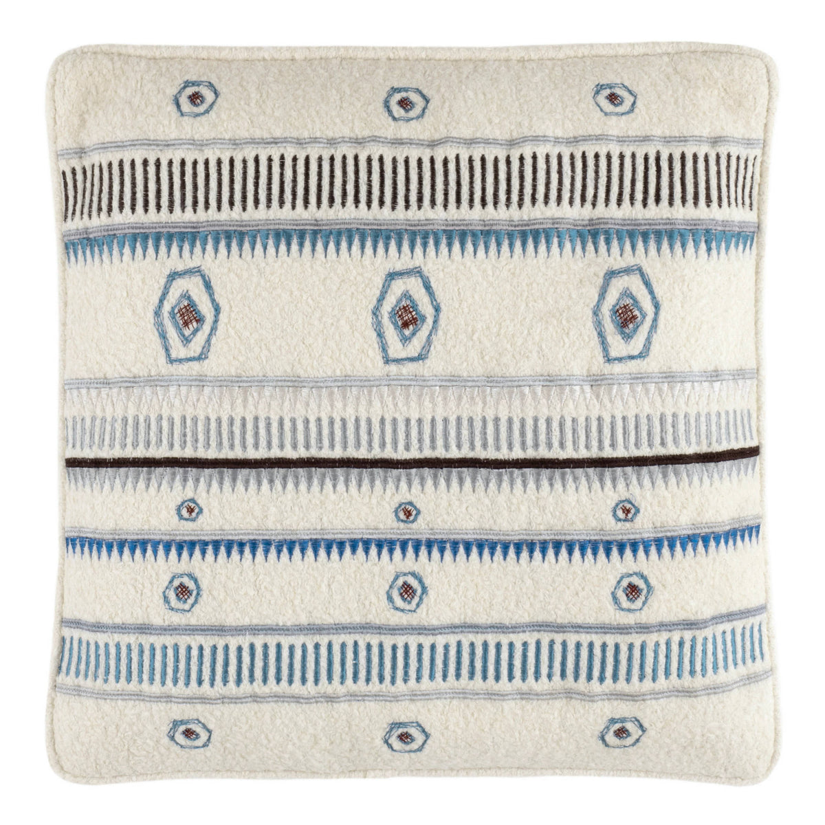 Spring Bush Embroidered Decorative Pillow Cover | Blue