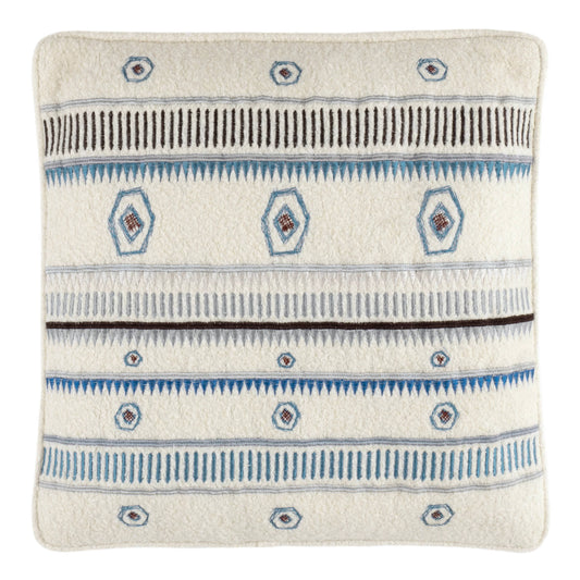 Spring Bush Embroidered Decorative Pillow Cover | Blue