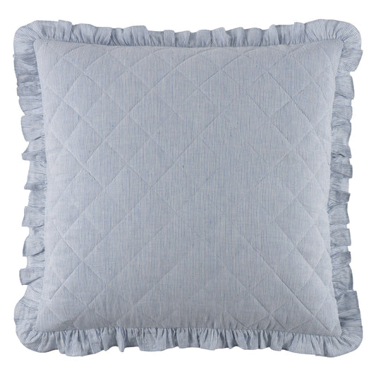 Parris Stripe Linen Quilted Sham | French Blue