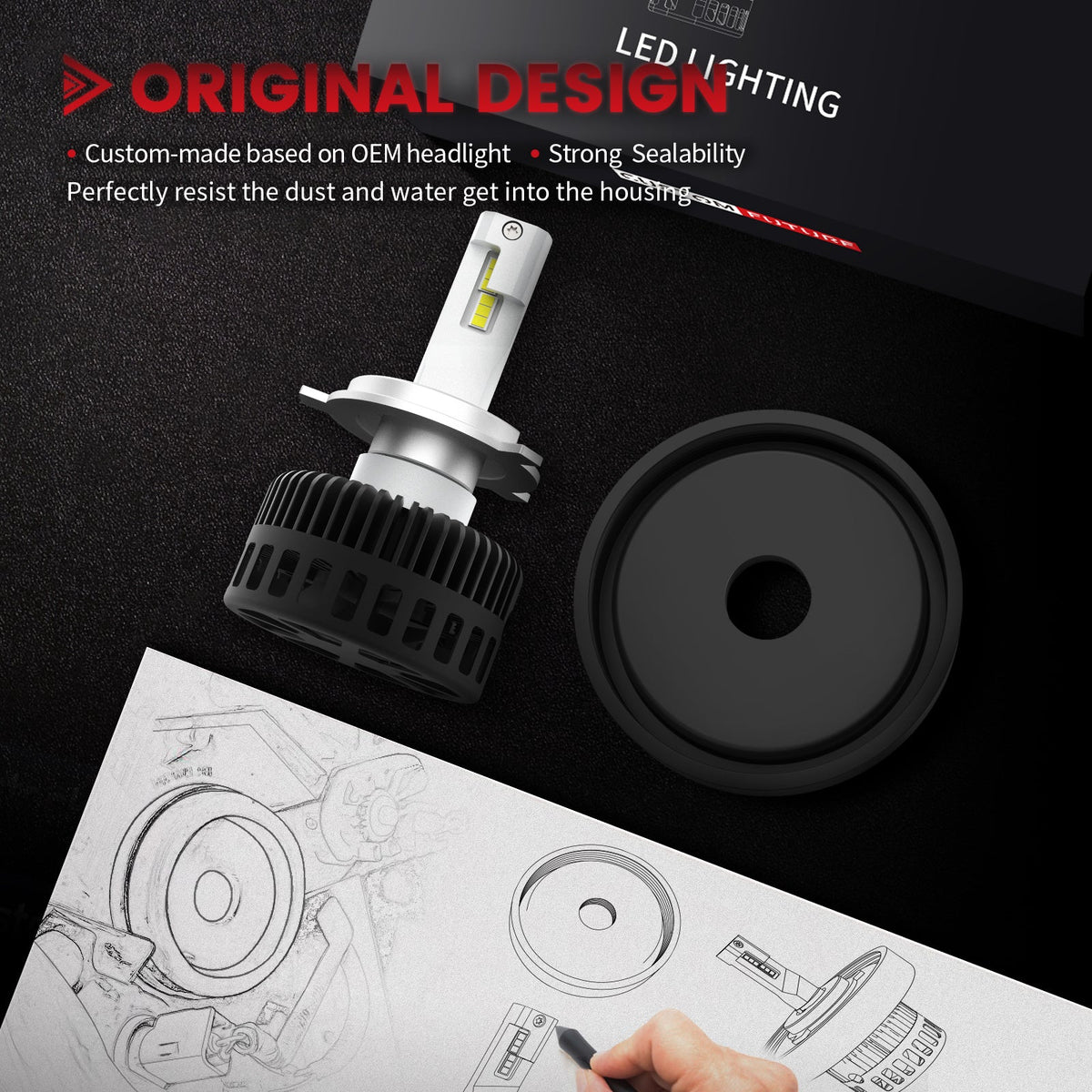 Fit for Toyota Tundra 2014-2021 H4 9003 Custom-Fit LED Bulbs w/Dust Cover