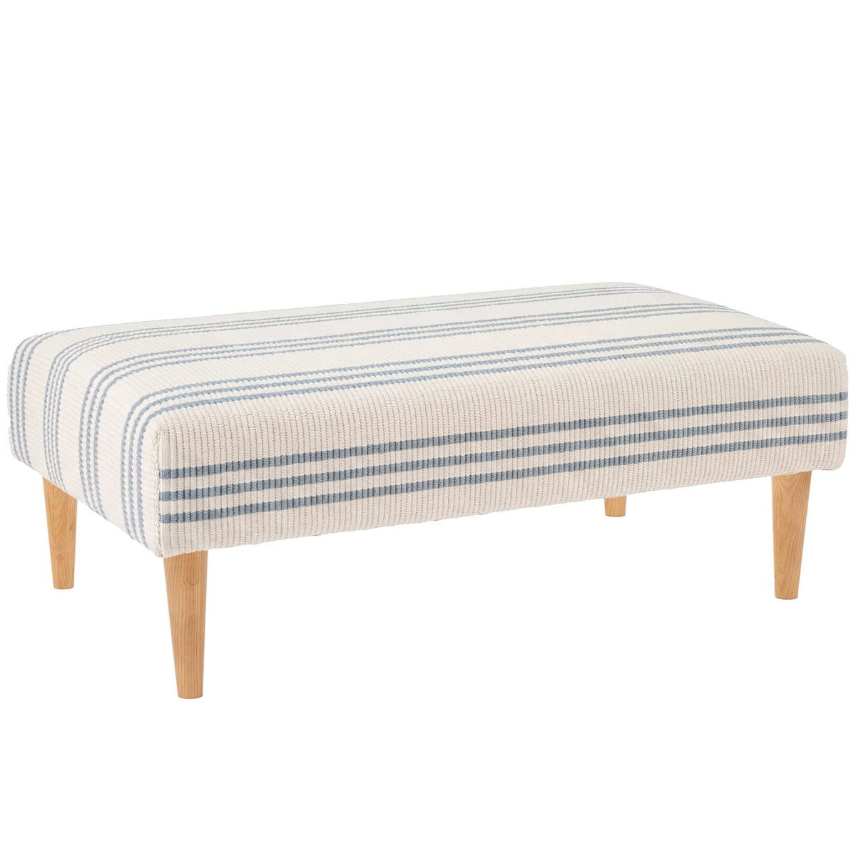 Swedish Stripe Rug Ottoman | Blue