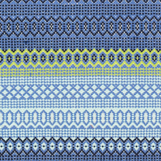 Fiesta Stripe Handwoven Indoor/Outdoor Rug Swatch | French Blue/Green