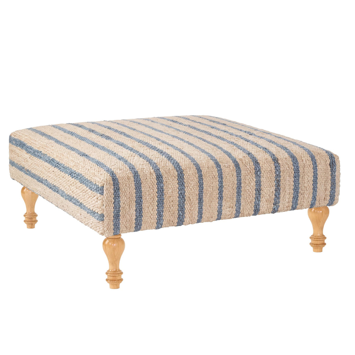 Moana Stripe Rug Ottoman | Blue