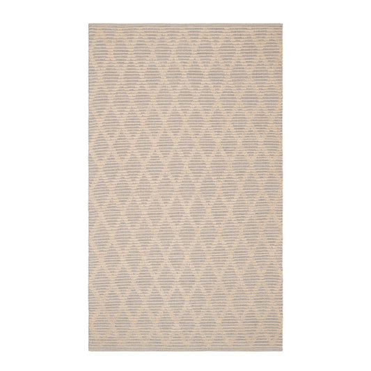Textured Diamond Handwoven Cotton Rug | Grey/Ivory