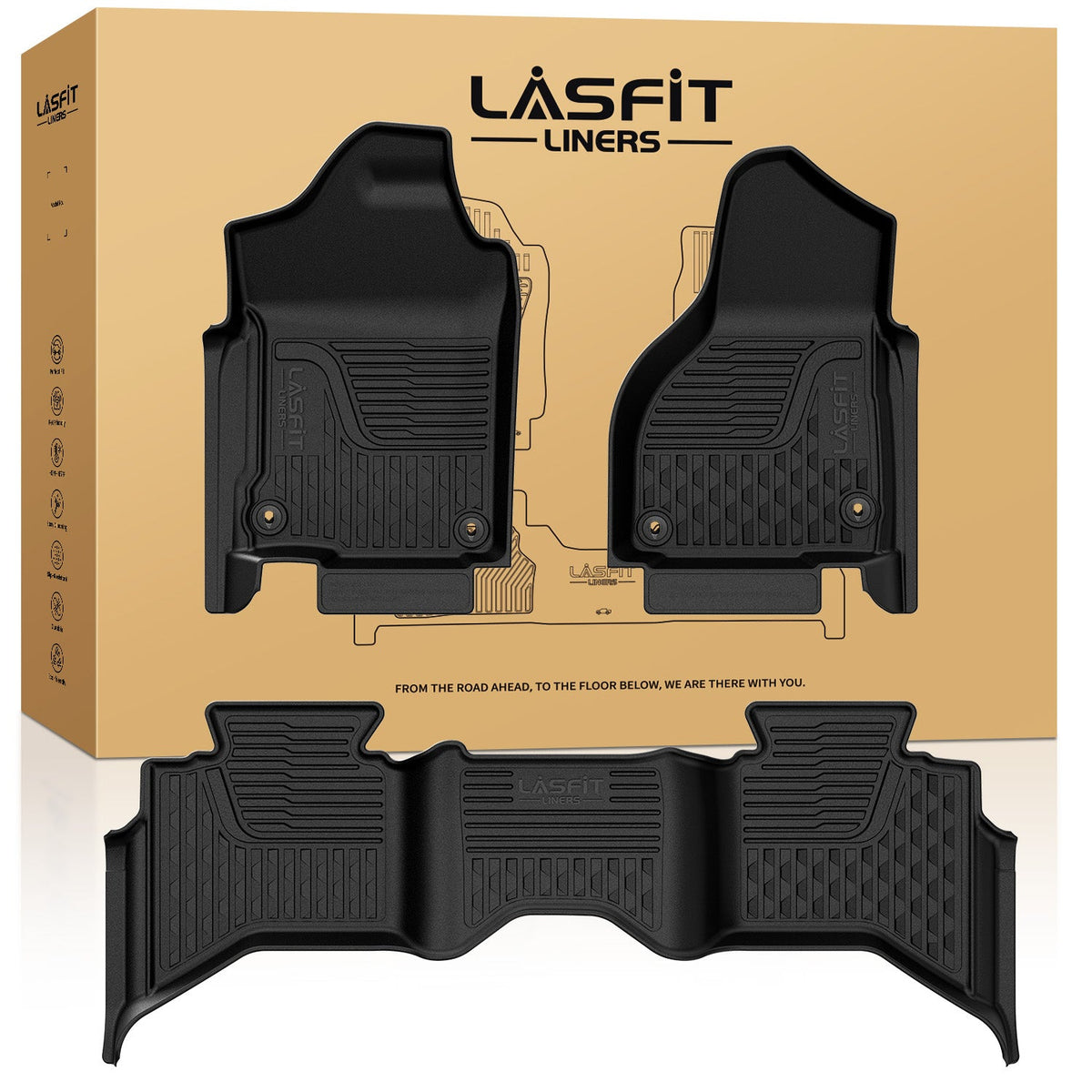 Fit for 2013-2018 Ram 1500 All-Weather 1st & 2nd row Floor Mats, Fit Carpet Floor Only