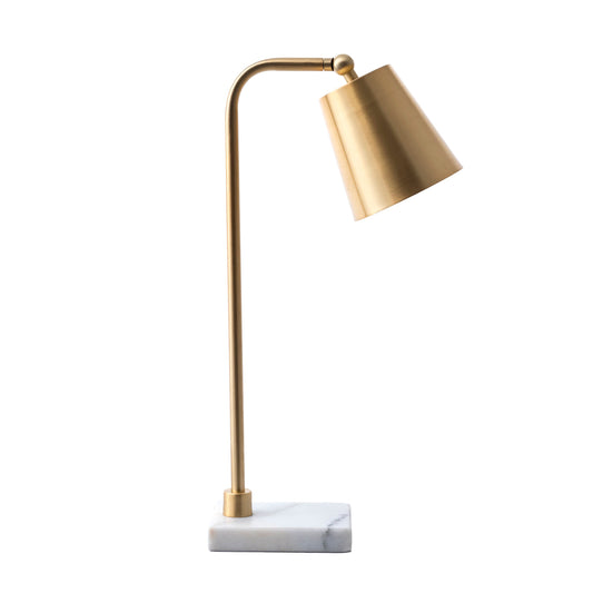 20-inch Hanging Bell on Marble Table Lamp | Brass