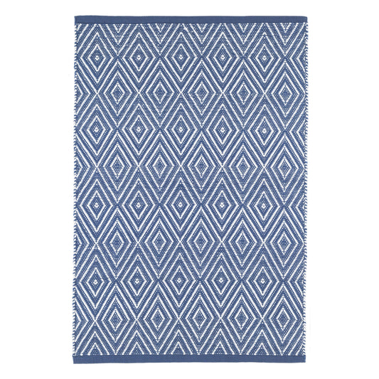 Diamond Handwoven Indoor/Outdoor Rug | Denim/White