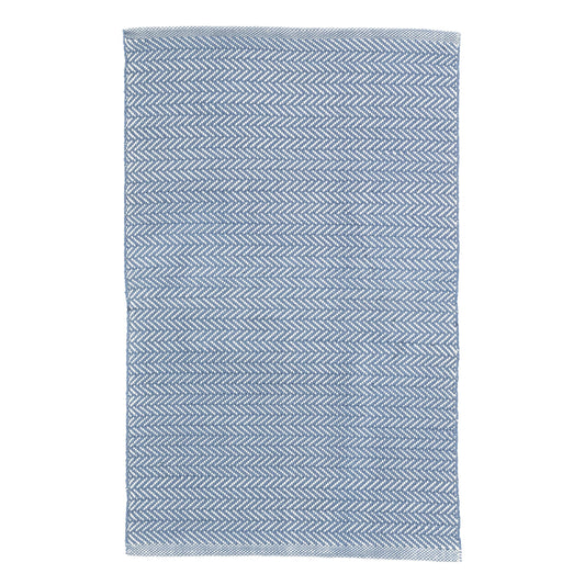 Herringbone Handwoven Indoor/Outdoor Rug | Denim/Ivory