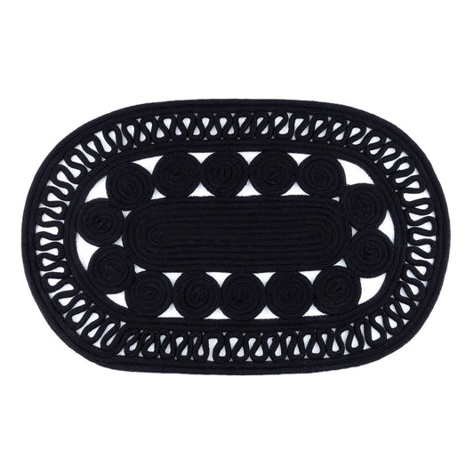 Audrey Handwoven Indoor/Outdoor Oval Rug | Black