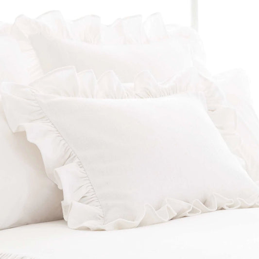 Wilton Ruffle Sham | White