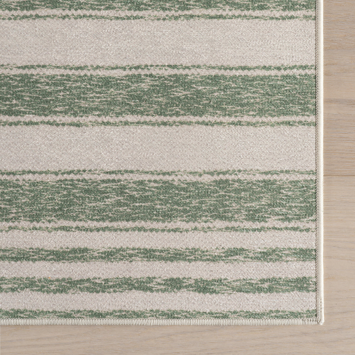 Vion Coastal Striped Machine Washable Rug | Green