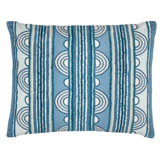 Button Embroidered Decorative Pillow Cover | French Blue