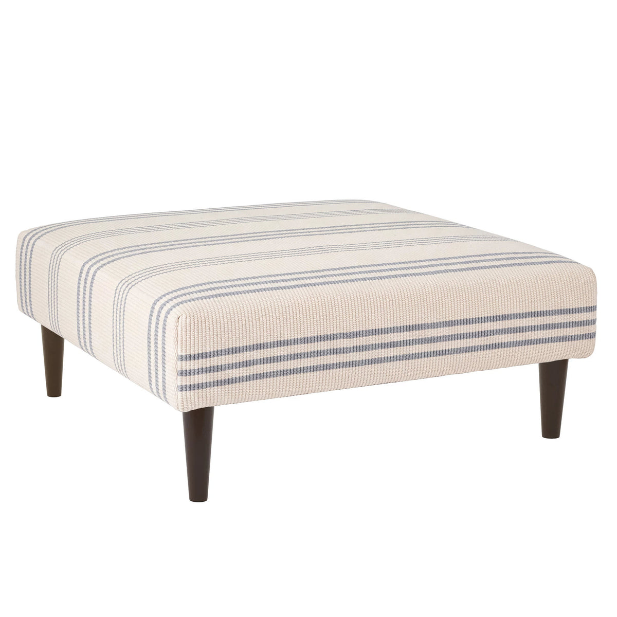 Swedish Stripe Rug Ottoman | Blue