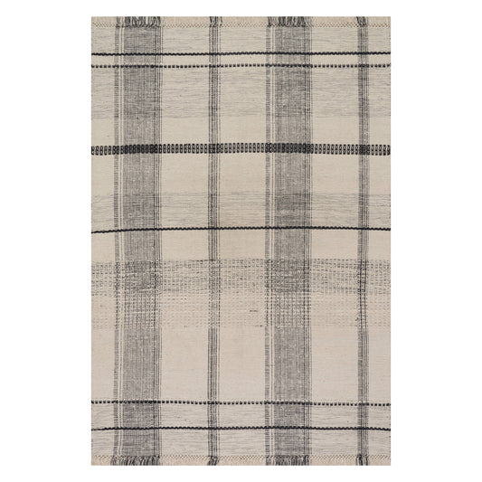 Zole Plaid Handmade Cotton Rug | Ivory