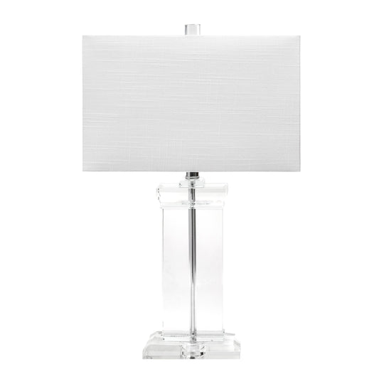 25-inch Helena Crystal Ionic Column Table Lamp | Clear