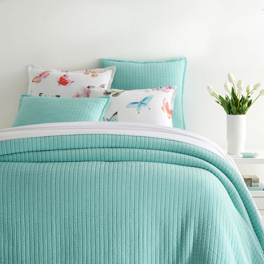 Boyfriend Matelasse Coverlet | Soft Turquoise