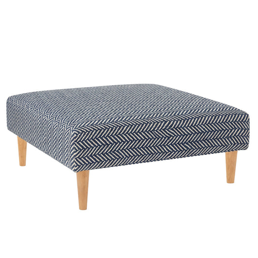 Herringbone Rug Ottoman | Indigo