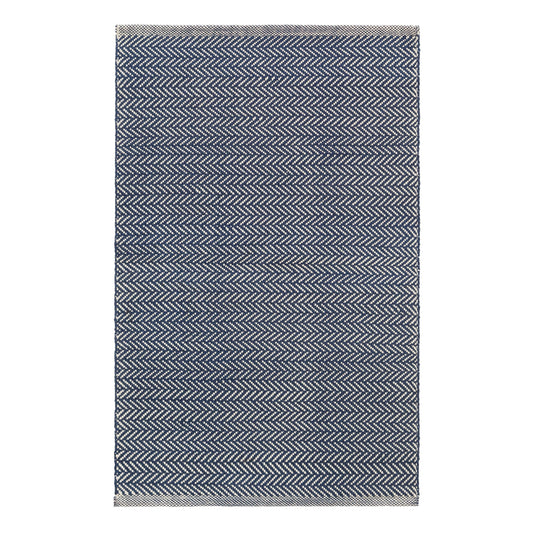 Herringbone Handwoven Indoor/Outdoor Rug | Navy/Ivory