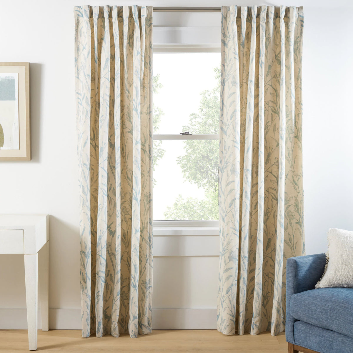 Margot Linen Curtain Panel | Pewter Blue