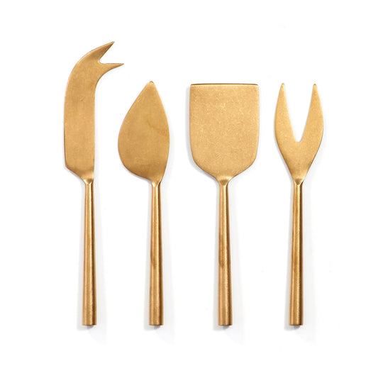Hand Forged Cheese Knives Set | Gold