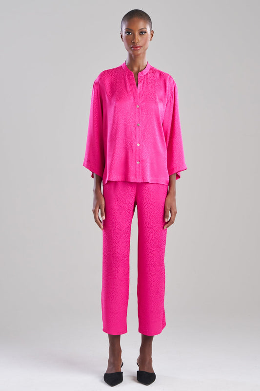 Wilderness Satin Jacquard Button Down PJ Set