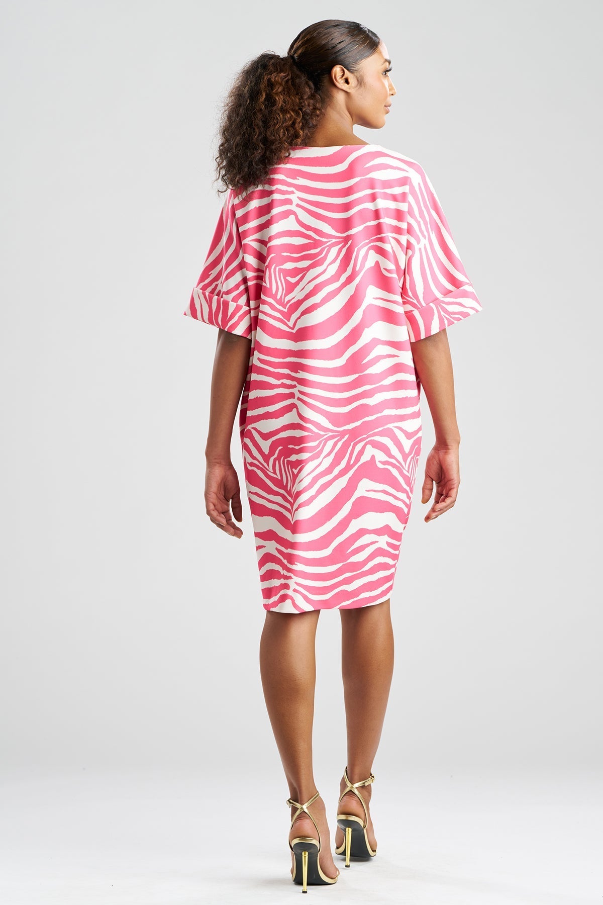 Zebra Knit Crepe T-Shirt Dress